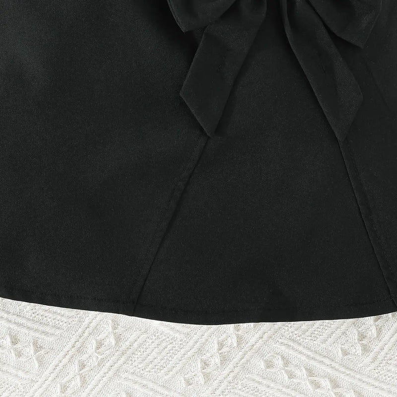 Girls Black Bow Applique Top With Elasticated Skirt Sets 2 pc. Sets