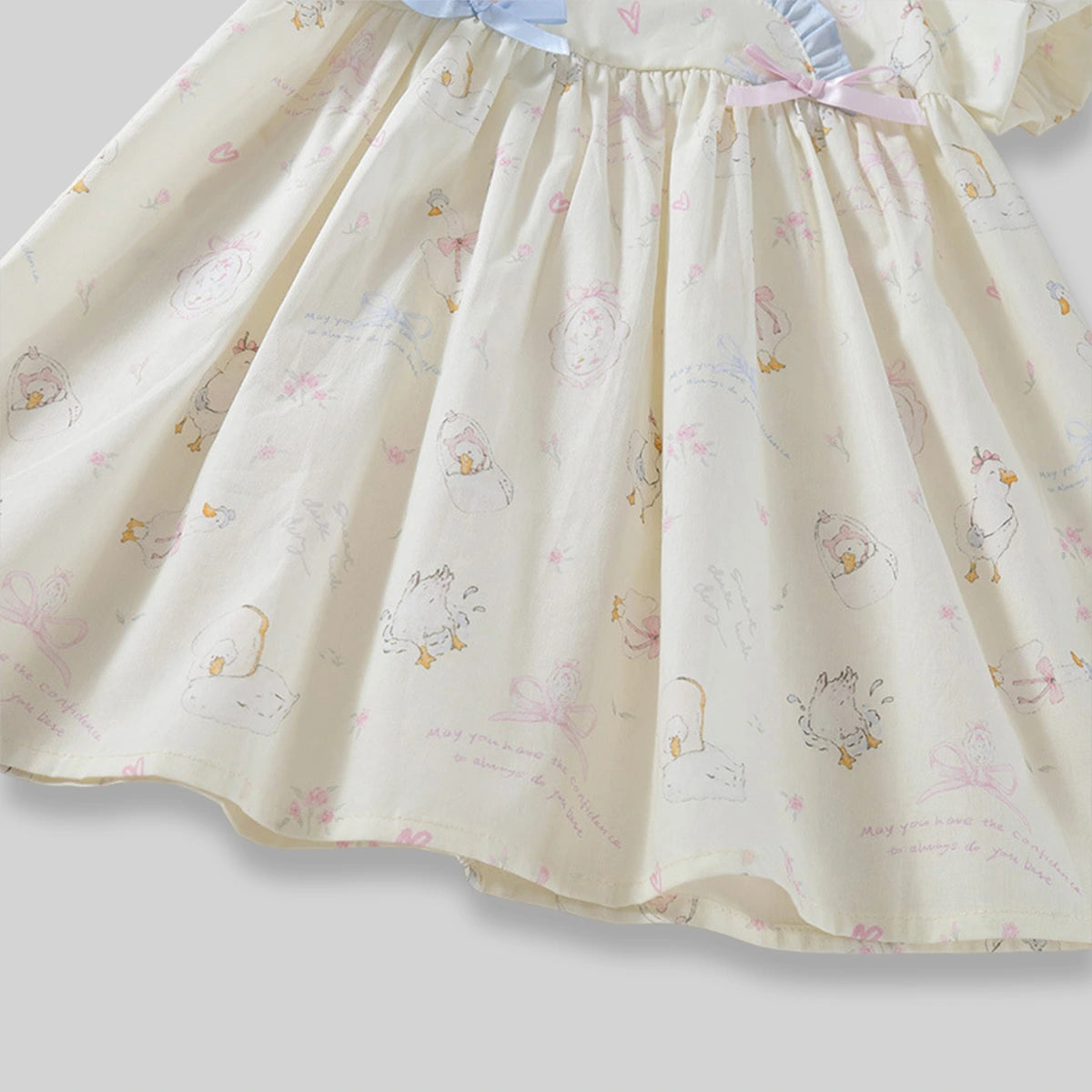 Girls Off-White Printed Short Sleeve Fit & Flare Dress Casual Dresses