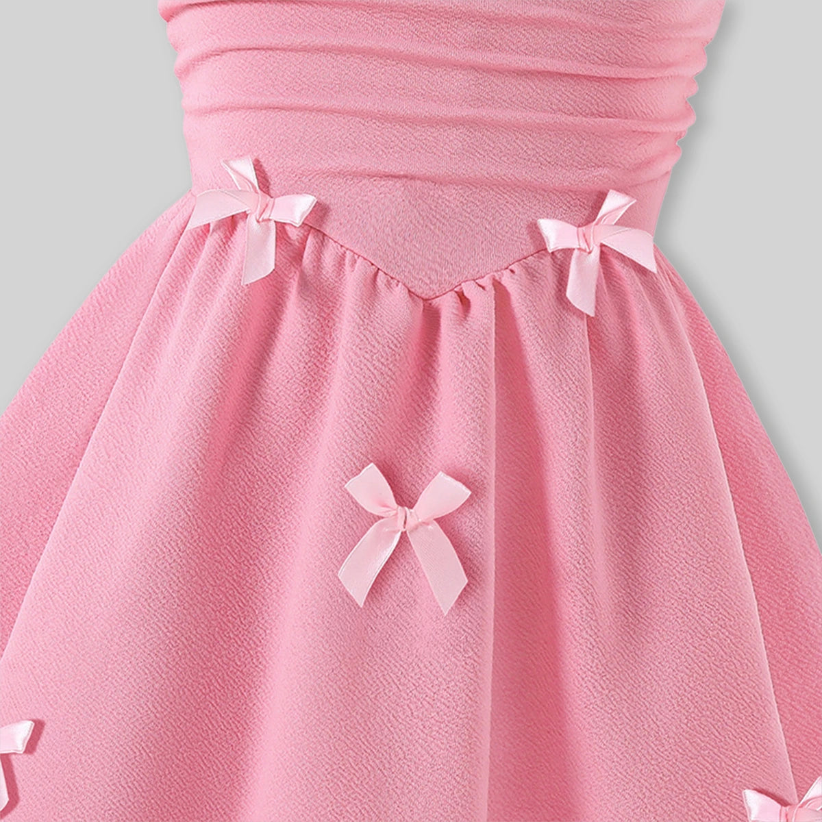 Girls Pink Bow Applique Sleeveless Fit & Flare Dress Casual Dresses