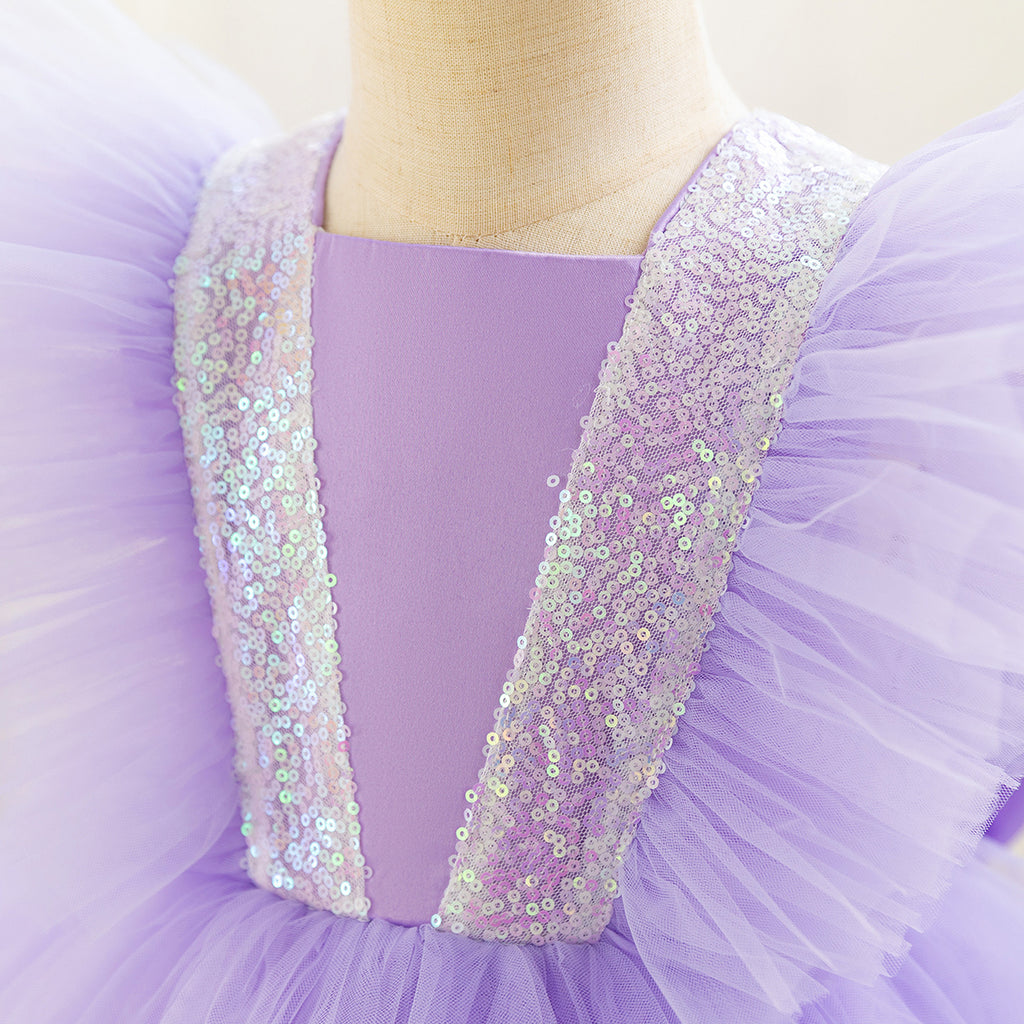 Girls Violet Flutter Tulle Mullet Dress Party Dresses