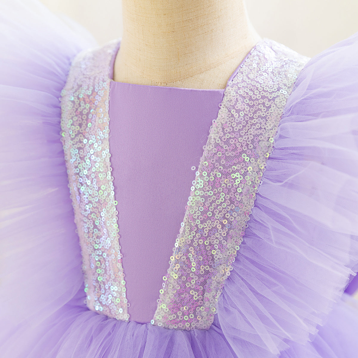 Girls Violet Flutter Tulle Mullet Dress Party Dresses