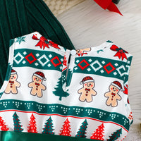 Girls Multicolor Christmas Theme Printed Fit & Flare Dress With Shrug Casual Dresses