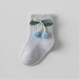 Pack of 5 Girls Multicolour Cherry Applique Ankle Length Socks Socks