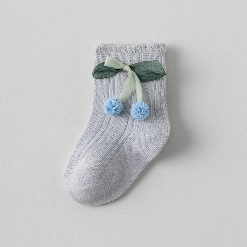 Pack of 5 Girls Multicolour Cherry Applique Ankle Length Socks Socks