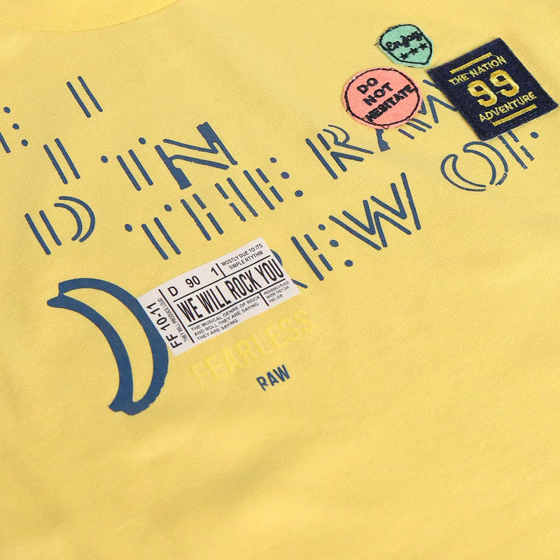 Boys Yellow Printed Short Sleeve T-Shirt With Denim Shorts Sets 2 pc. Sets