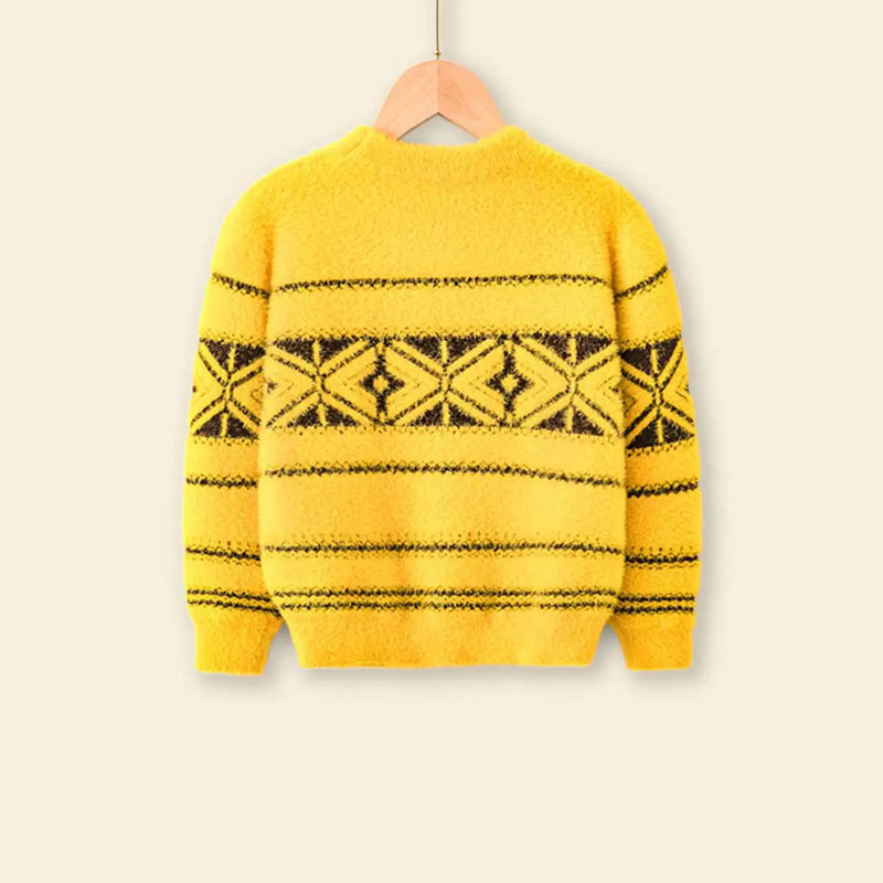 Boys Yellow Self-Design Regular Sweater Sweaters & Cardigans