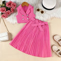 Girls Pink Sleeveless Top With Pleated Flared Skirt Sets 2 pc. Sets Pink 1-2 Y