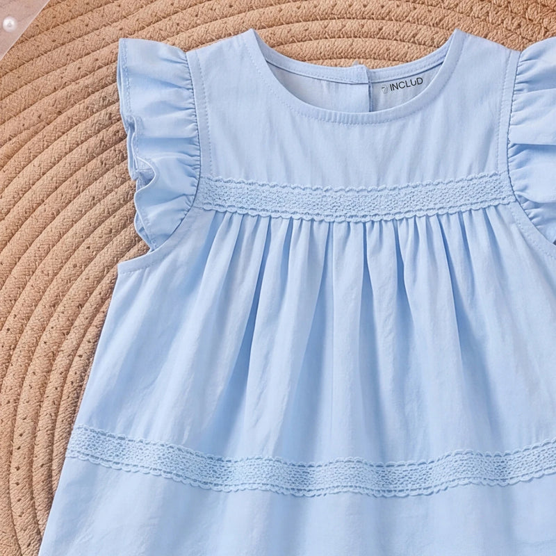 Girls Blue Flutter Sleeve Top With Pants Sets 2 pc. Sets