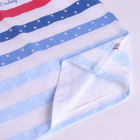 Boys White Cartoon Graphic Stripes T-Shirt With Elasticated Shorts Sets Sets