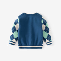 Boys Multicolor Cardigan With Self-design Diamond Patterns Sweaters & Cardigans
