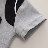 Boys Grey Melange Colourblocked Polo T-shirt with Shorts Set 2 pc. Sets
