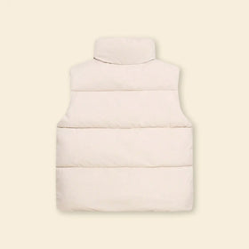 Boys White Quilted Puffer Vest With Stand-up Collar Coats & Jackets