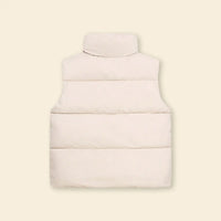 Boys White Quilted Puffer Vest With Stand-up Collar Coats & Jackets
