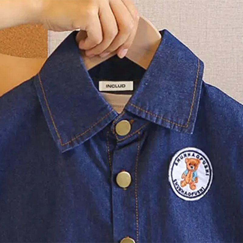 Boys Blue Denim Sleeveless Jacket With Printed T-Shirt & Shorts Sets Sets