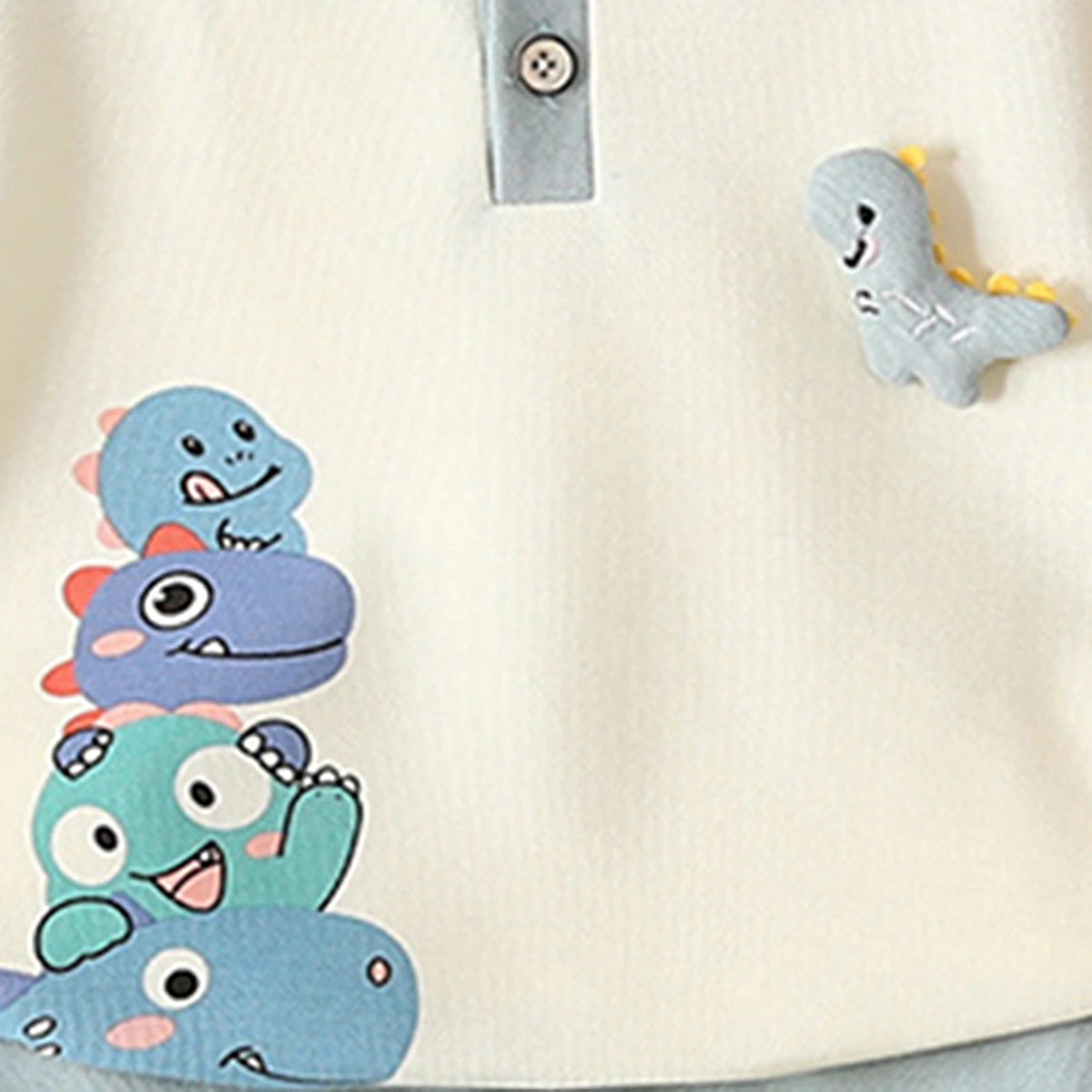 Boys Blue Dinosaur Printed Polo T-Shirt With Shorts Set Sets
