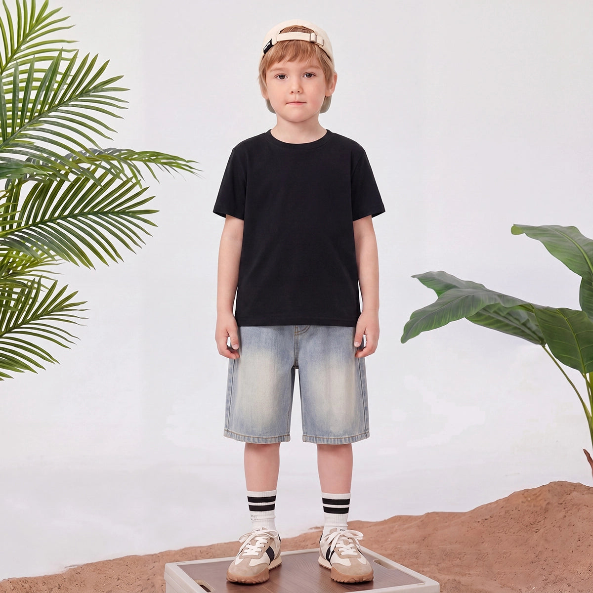 Boys Light Blue Embroidered Relaxed Fit Denim Shorts Shorts Light Blue 3-4 Y