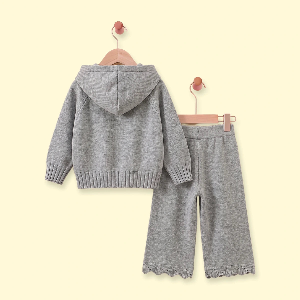 Girls Grey Hooded Zip-up Sweater & Pants Co-ord Sets Sets