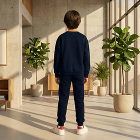 Boys Navy Blue K-Pop Star Graphics Sweatshirt With Jogger Co-ord Sets Sets
