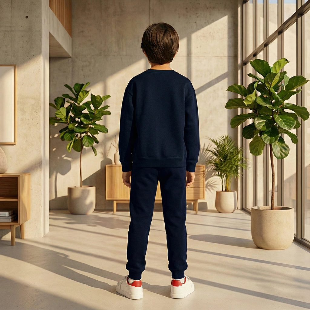 Boys Navy Blue K-Pop Star Graphics Sweatshirt With Jogger Co-ord Sets Sets