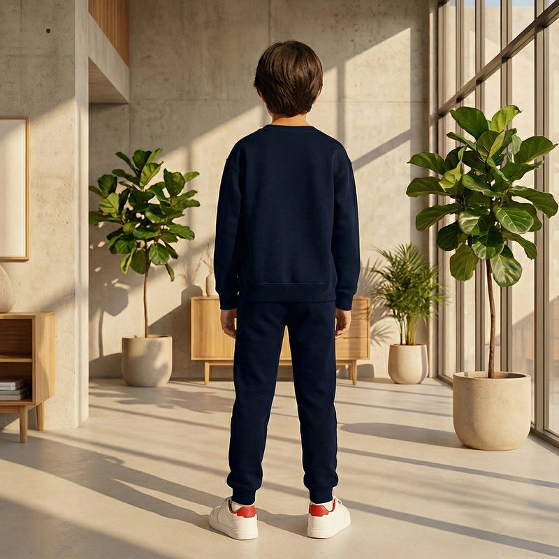 Boys Navy Blue K-Pop Star Graphics Sweatshirt With Jogger Co-ord Sets Sets