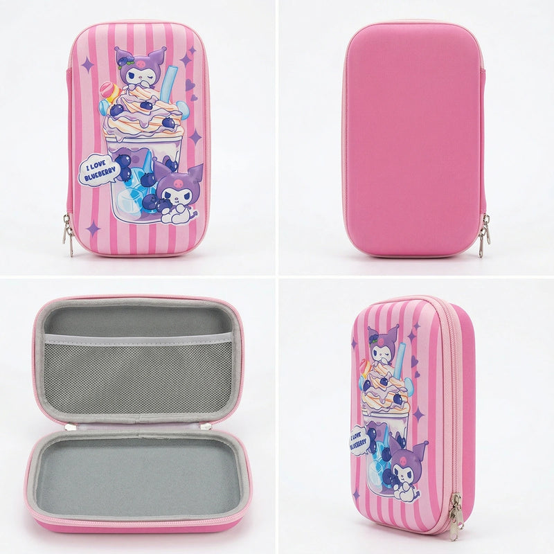 Girls Pink Kuromi Cartoon Hard-Shell Pencil Box Trending Accessories