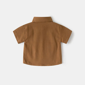 Boys Brown Short Sleeve Casual Shirt Shirts