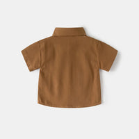 Boys Brown Short Sleeve Casual Shirt Shirts
