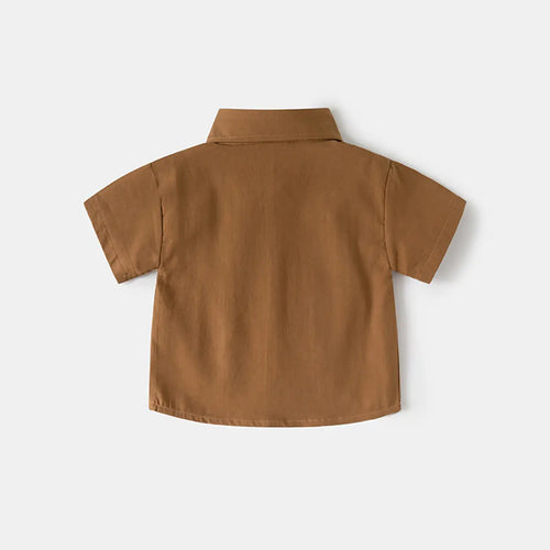 Boys Brown Short Sleeve Casual Shirt Shirts