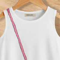 Girls White Sleeveless Round Neck A-Line Dress Casual Dresses