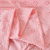 Girls Pink Schiffli Embroidered Fit & Flare Dress with Flutter Sleeves Casual Dresses