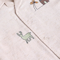 Boys Beige Embroidered Short Sleeve Shirt With Navy Shorts Sets 2 pc. Sets
