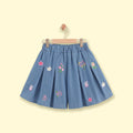 Girls Blue Floral Embroidered Denim Shorts Shorts Blue 1-2 Y
