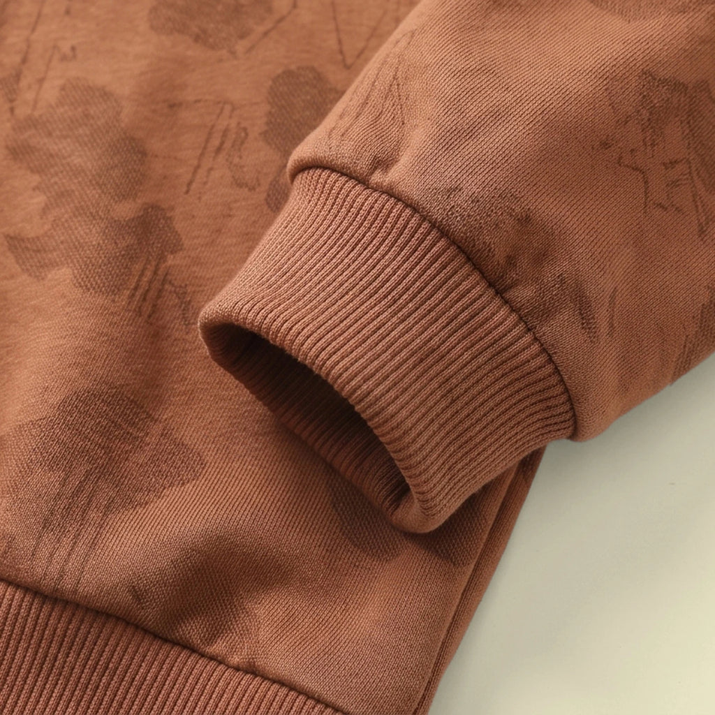 Boys brown abstract print long sleeve sweatshirt and pants set