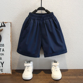 Boys Blue Colorblocked Short Sleeves Shit With Shorts Set Sets