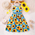 Girls Blue Floral Print Sleeveless Fit & Flare Dress Casual Dresses Blue 3-4 Y