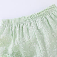 Girls Sea Green Floral Flutter Sleeves Square Neck Top With Shorts Set 2 pc. Sets