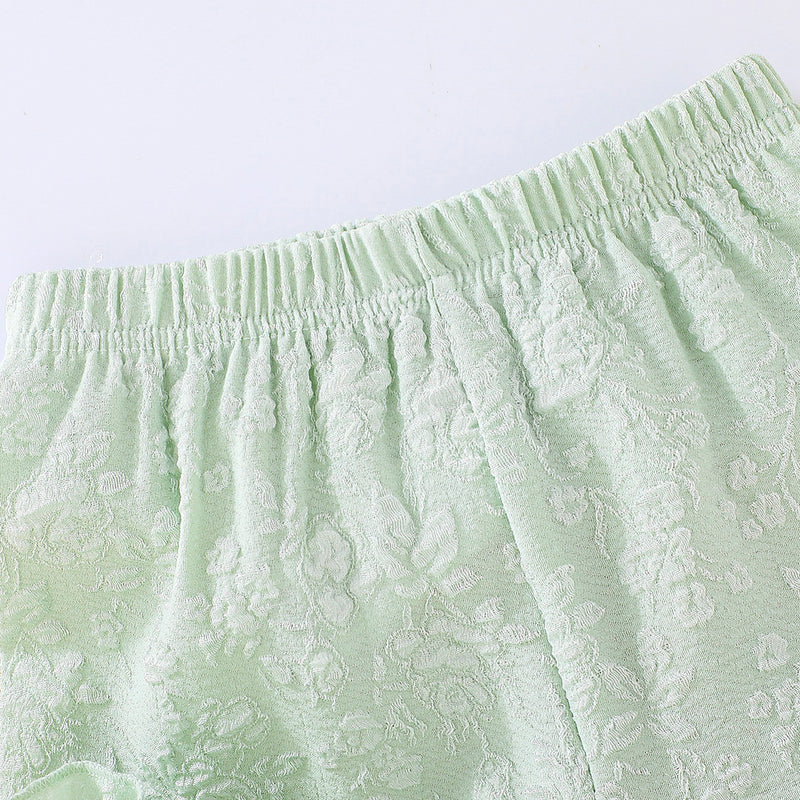 Girls Sea Green Floral Flutter Sleeves Square Neck Top With Shorts Set 2 pc. Sets
