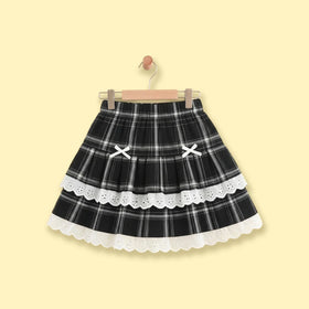 Girls Black Checked Flared Skirt Skirts Black 2-3 Y