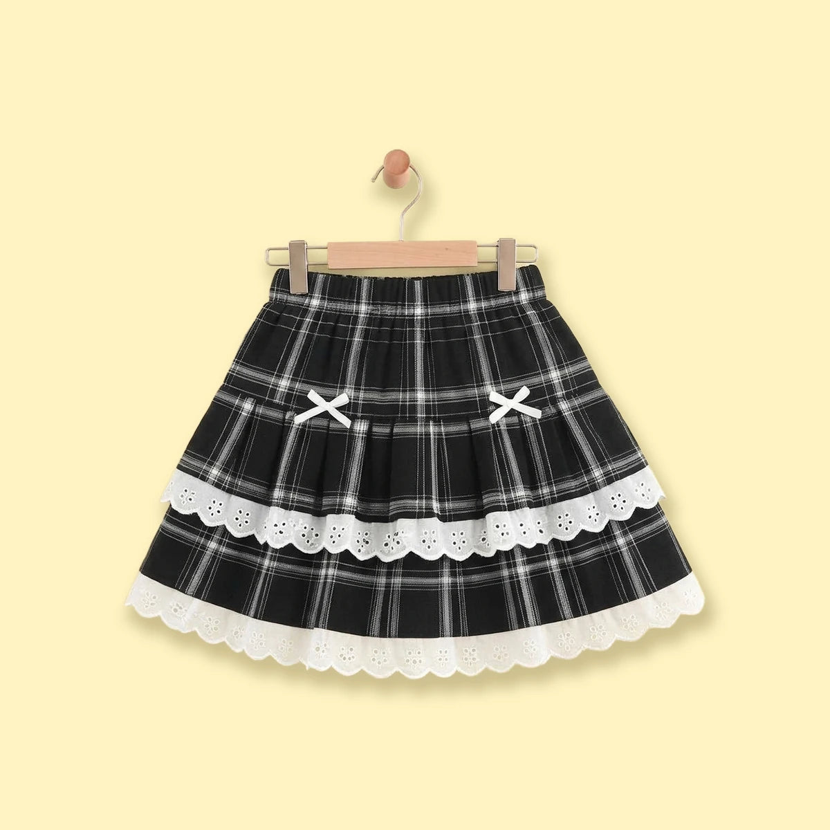 Girls Black Checked Flared Skirt Skirts Black 2-3 Y