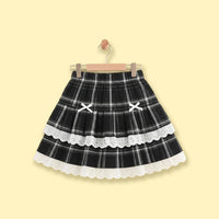 Girls Black Checked Flared Skirt Skirts Black 2-3 Y