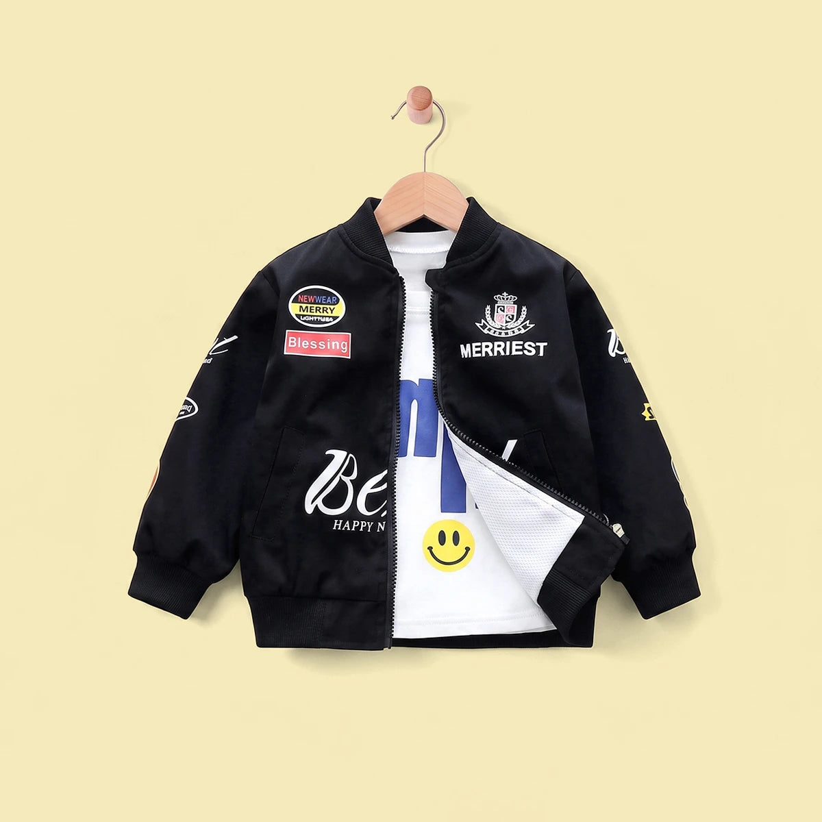 Boys Black Bomber Jackets Coats & Jackets Black 1-2 Y