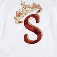 Girls White Crown Graphic Print Short Sleeve T-Shirt Tshirts