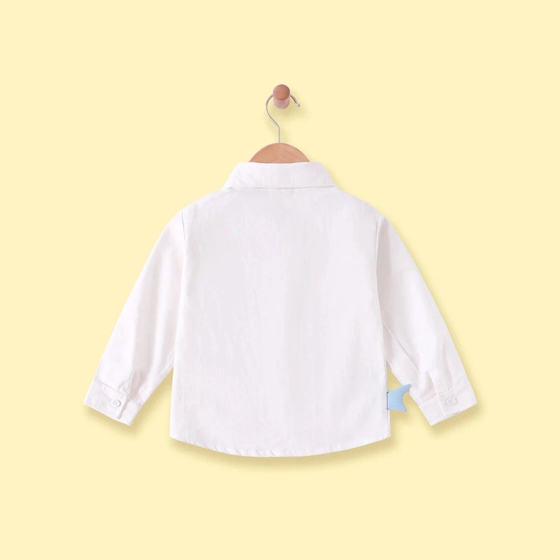 Boys White Shark Print Long Sleeve Shirt Shirts
