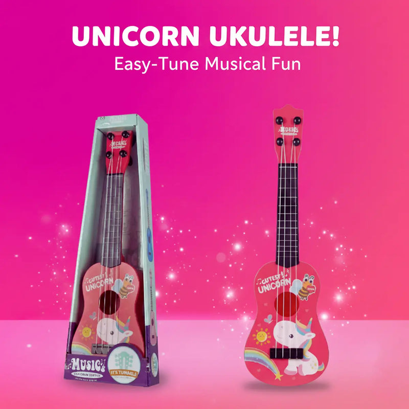Kids Pink Unicorn Ukulele Musical Toy Guitar Trending Accessories
