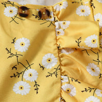 Girls Yellow Floral Ruffle Top With Pants Sets Sets