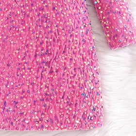 Girls Pink Sequin Embellished Partywear Dress Casual Dresses