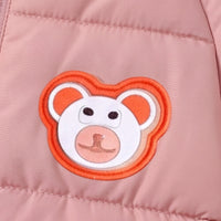 Girls Pink Bear Ear On Hood Quilted Zip-up Jacket Coats & Jackets
