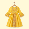 Girls Yellow Ethnic Motifs Print Fit & Flare Dress Casual Dresses Yellow 3-4 Y