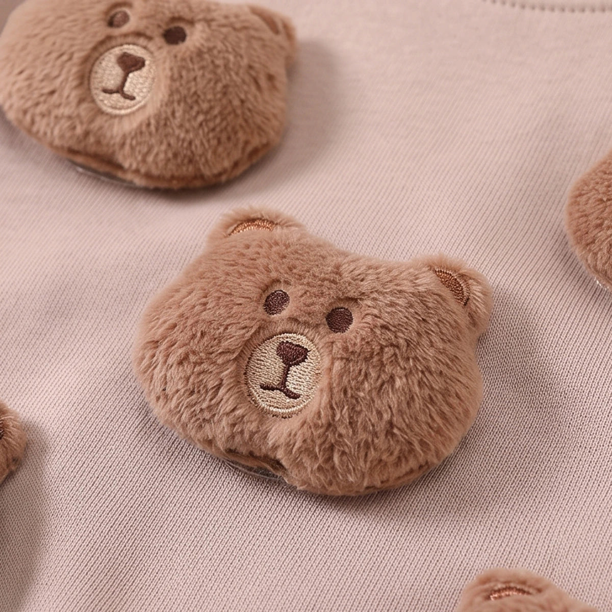 Girls Peach Bear Applique Sweatshirt & Joggers Sets Sets