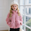 Girls Pink Solid Polar Fleece Zip Up Winter Jacket Coats & Jackets Pink 2-3 Y